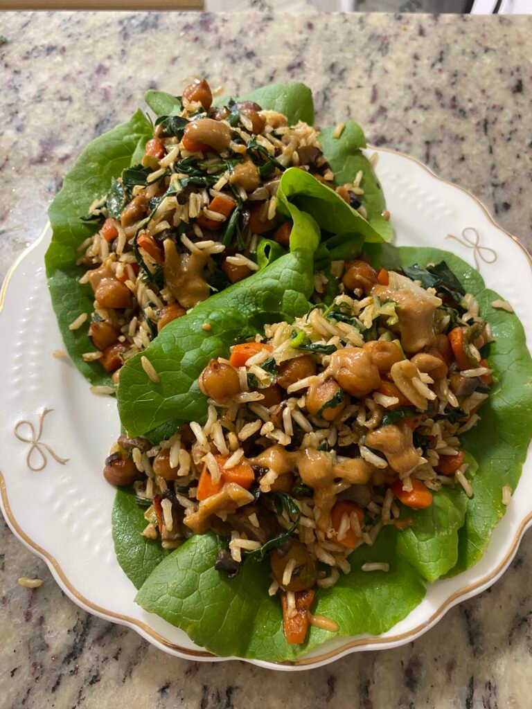 Vegetarian Asian Inspired Chickpea Lettuce Wraps