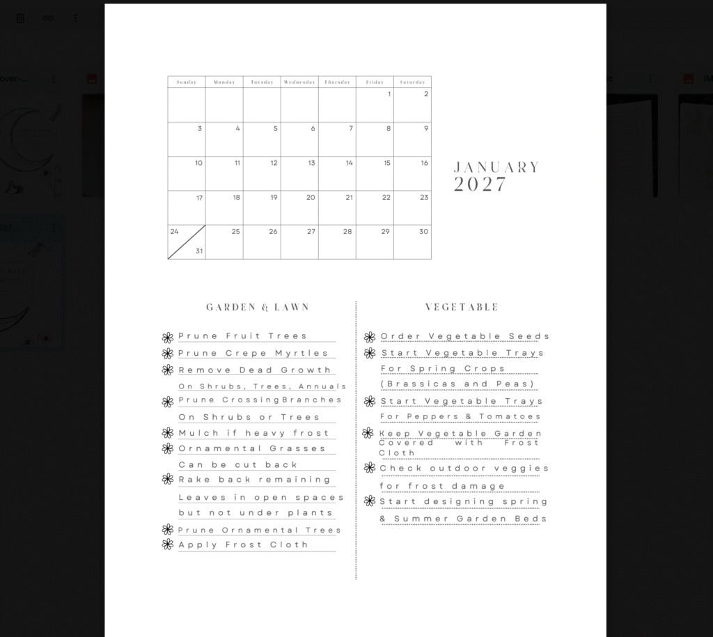 Garden with the Moon - 2027 Monthly Garden Planner - Digital Download