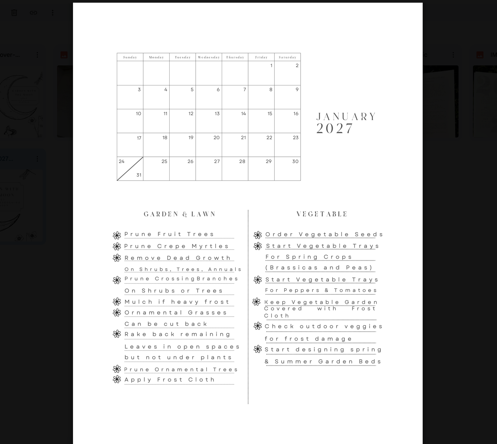 Garden with the Moon - 2027 Monthly Garden Planner - Digital Download - Image 4